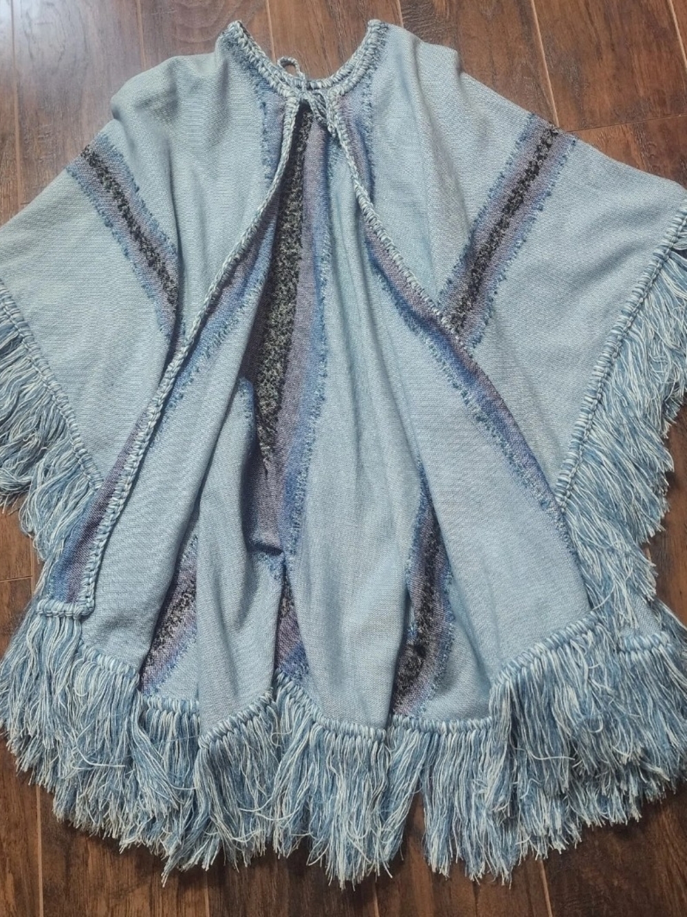 Women's Fringed Poncho Shawl Open Front